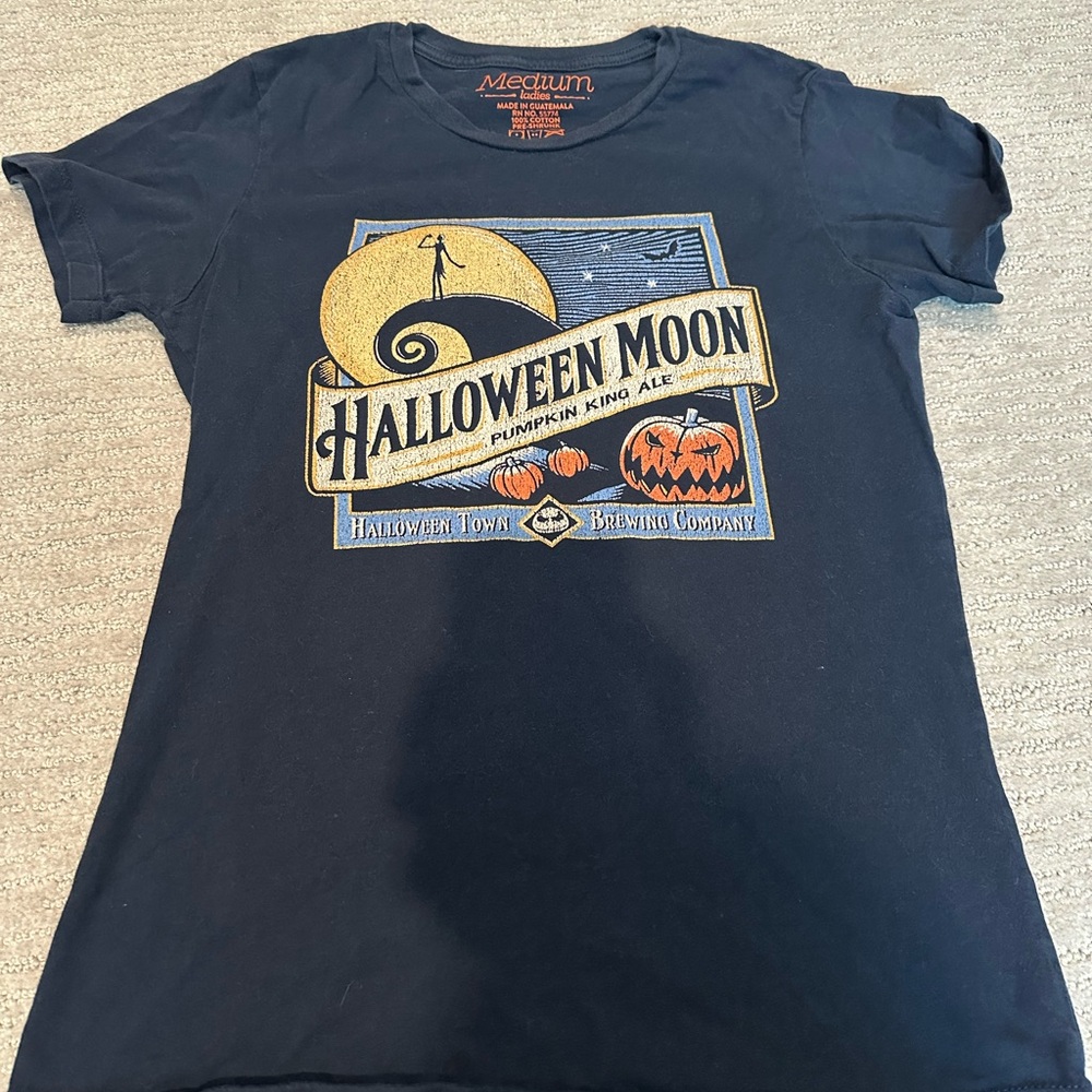 Halloween Moon Graphic Tee Jack Skellington Nightmare Before Christmas - Navy